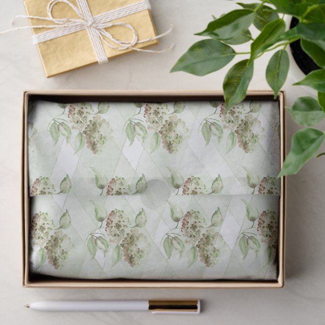 Sage Green Hydrangea Tissue Paper Seidenpapier (Geschenk)