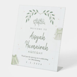 Sage Green Iislamic Aqiqah Welcome Sign Sockelschild