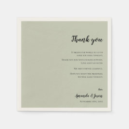 Sage Green Imitats Vellum Wedding Danke Nachricht Serviette