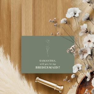 Sage green Indie bohem Werden Sie meine Brautmeist Einladung