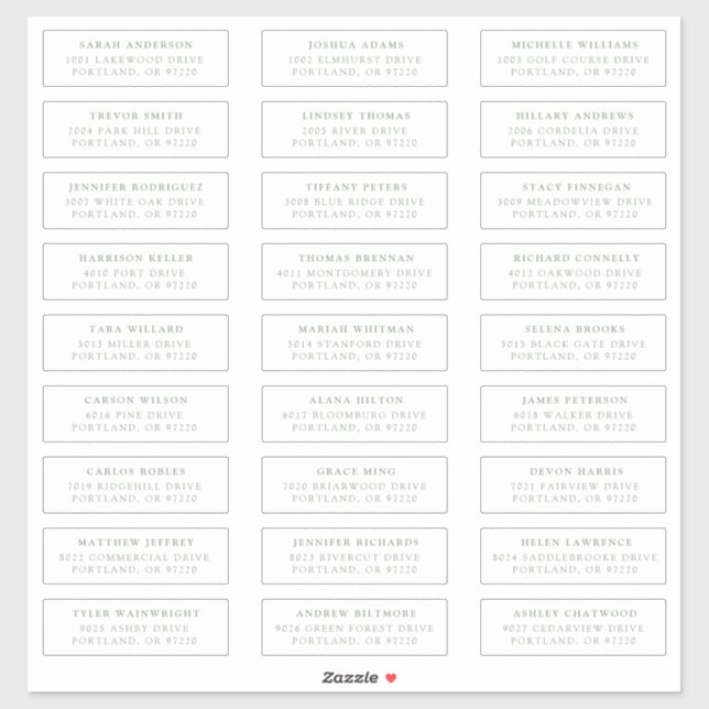 Sage Green Individual Guest Address Labels (Blatt)