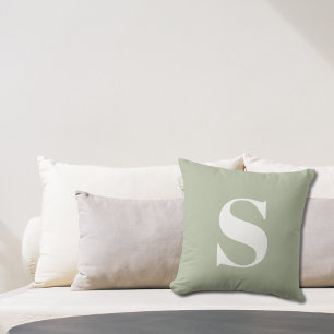 Sage Green Initial Mit Monogramm Outdoor Pillow Kissen