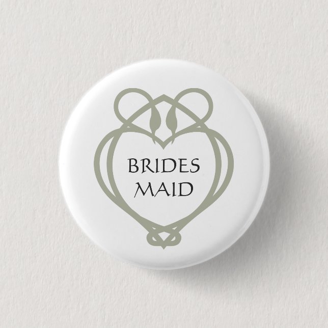 Sage Green Irish Celtic Swan Liebe kennt Bridesmai Button (Vorderseite)