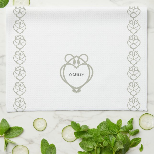 Sage Green Irish Celtic Swan Liebe kennt Familienn Geschirrtuch (Gefaltet)