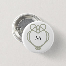 Sage Green Irish Celtic Swan Liebe Knot Monogram Button