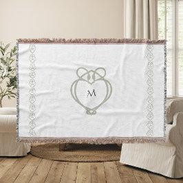 Sage Green Irish Celtic Swan Liebe Knot Monogram Decke