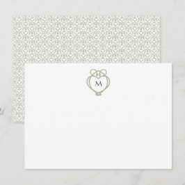 Sage Green Irish Celtic Swan Liebe Knot Monogram Mitteilungskarte
