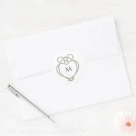 Sage Green Irish Celtic Swan Liebe Knot Monogram Runder Aufkleber