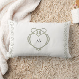 Sage Green Irish Celtic Swan Liebe Knot Monogram T Lendenkissen