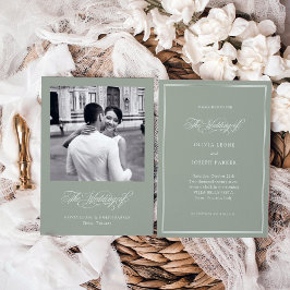 Sage Green | Italienische Elegance Foto Hochzeit Einladung