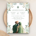 Sage Green Ivory Anand Karaj Indian Sikh Wedding Einladung<br><div class="desc">Erleben Sie die Sikh-Hochzeit mit einer schönen Aquarellbild eines Punjabi-Paares und pastellfarbenen Blume mit moderner Typografie. Fügen Sie einfach Ihre Veranstaltungsdetails zu dieser leicht zu bedienenden Vorlage hinzu,  um sie zu einer personalisierten Einladung zu machen.</div>