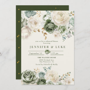 Sage Green & Ivory Blume Probe Abendessen Einladung