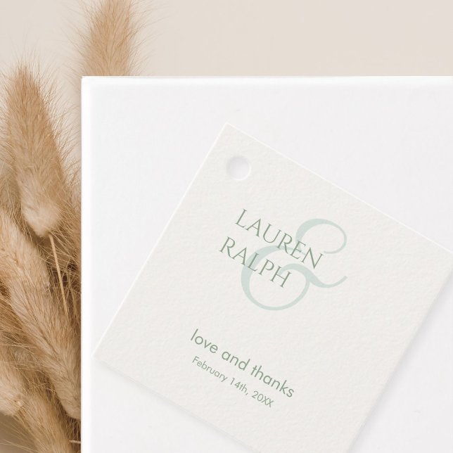 Sage Green & Ivory Couple Monogram Vielen Dank Geschenkanhänger (Von Creator hochgeladen)