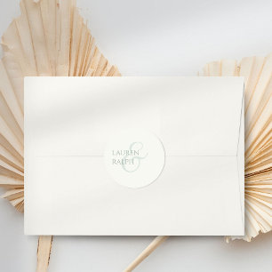 Sage Green & Ivory Script Wedding Runder Aufkleber