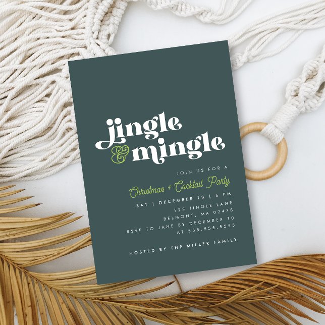 Sage Green Jingle Mingle Modern Christmas Party Einladung (Von Creator hochgeladen)