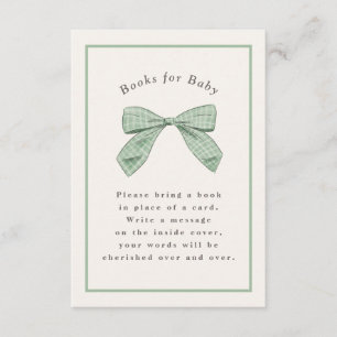 Sage Green Kariert Bow Elegant Baby Shower Begleitkarte