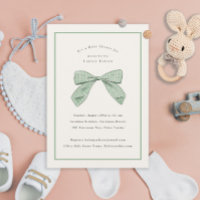 Sage Green Kariert Bow Elegant Baby Shower