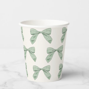 Sage Green Kariert Bow Elegant Boy Baby Showroom Pappbecher