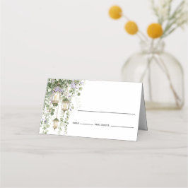 Sage Green Lantern Garden Themed Place Card Platzkarte
