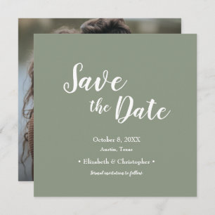 Sage Green Lässig Modern Foto Save the Date Einladung