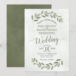 Sage Green Laurel Blätter Einfache Hochzeit in Was Einladung