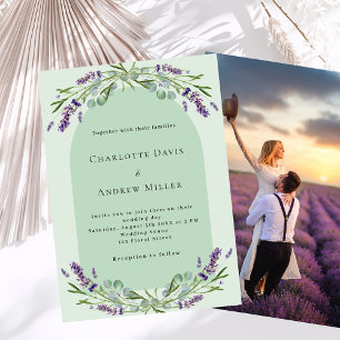 Sage green lavender arch Foto Luxus Hochzeit Einladung