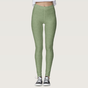 Sage Green Leaf bestickte Leggings