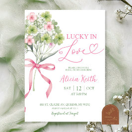 sage green leaf clover bouquet bridal shower einladung