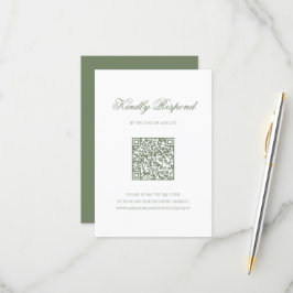 Sage Green Leaf Monogram Wappen QR Code Hochzeiten RSVP Karte