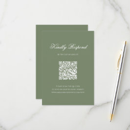 Sage Green Leaf Monogram Wappen QR Code Hochzeiten RSVP Karte