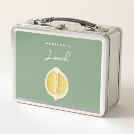 Sage Green & Lemon Script Cooking Individuelle Nam Metall Brotdose