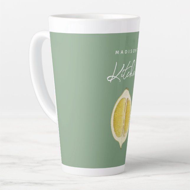 Sage Green & Lemon Script Cooking Individuelle Nam Milchtasse (Linke Ecke)
