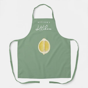 Sage Green & Lemon Script Kochen Küche Schürze