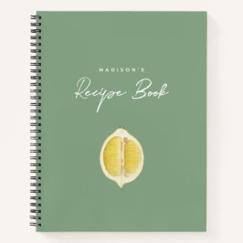Sage Green & Lemon Script Kochkunst Rezept Notizbuch