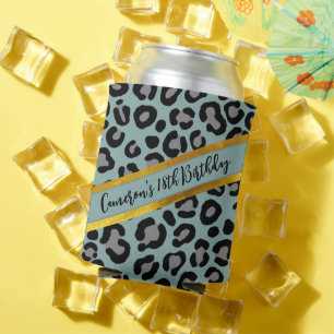 Sage Green Leopard Girly Cheetah Personalisiert Na Dosenkühler