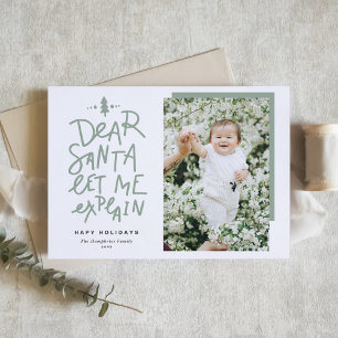 Sage Green Liear Santa Lass Me Erklären Baby Foto Feiertagskarte