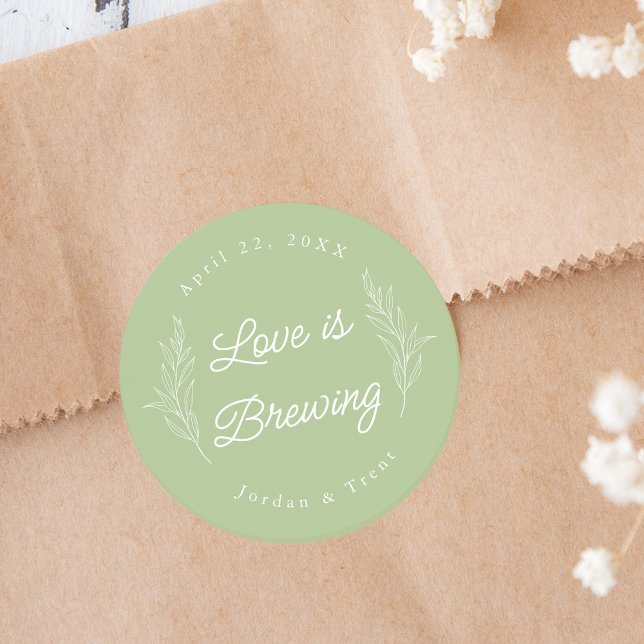 Sage Green Liebe ist Break Coffee Favor Sticker (Von Creator hochgeladen)