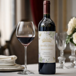 Sage Green Lila Floral Gold Quinceañera Geburtstag Weinetikett