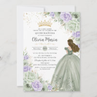 Sage Green Lila Floral Princess Gown Quinceañera