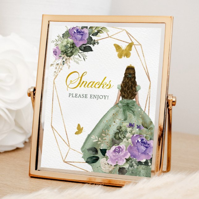 Sage Green Lila Quinceañera Snacks Sign Poster (Von Creator hochgeladen)