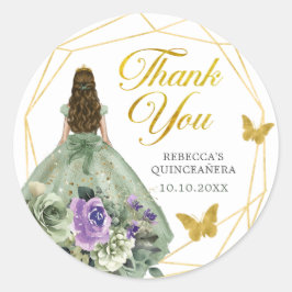 Sage Green Lila Quinceañera Vielen Dank Runder Aufkleber