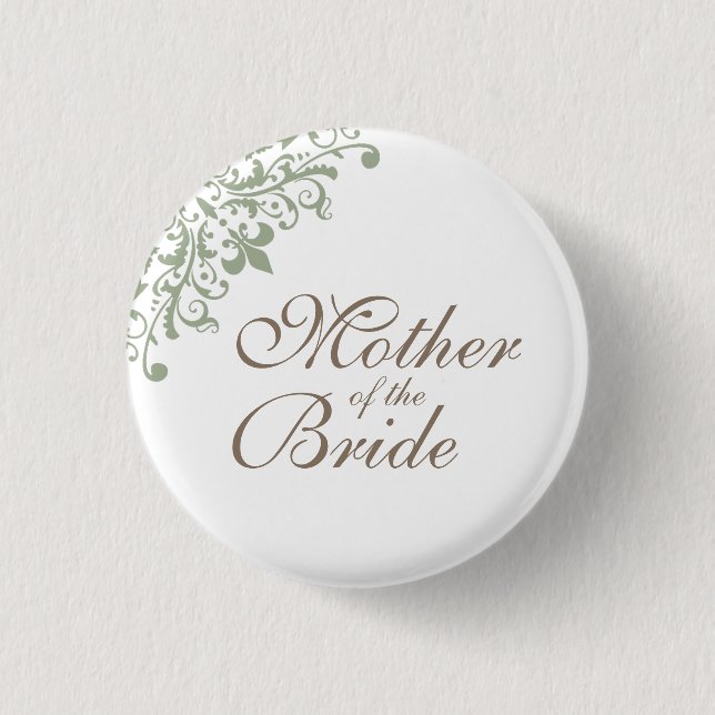 Sage Green Lilie Script Mother of the Bride Button (Vorderseite)