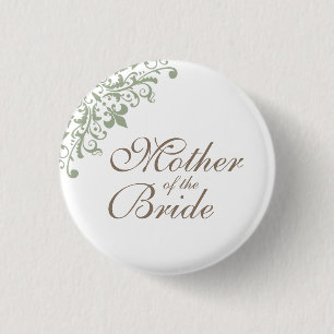 Sage Green Lilie Script Mother of the Bride Button