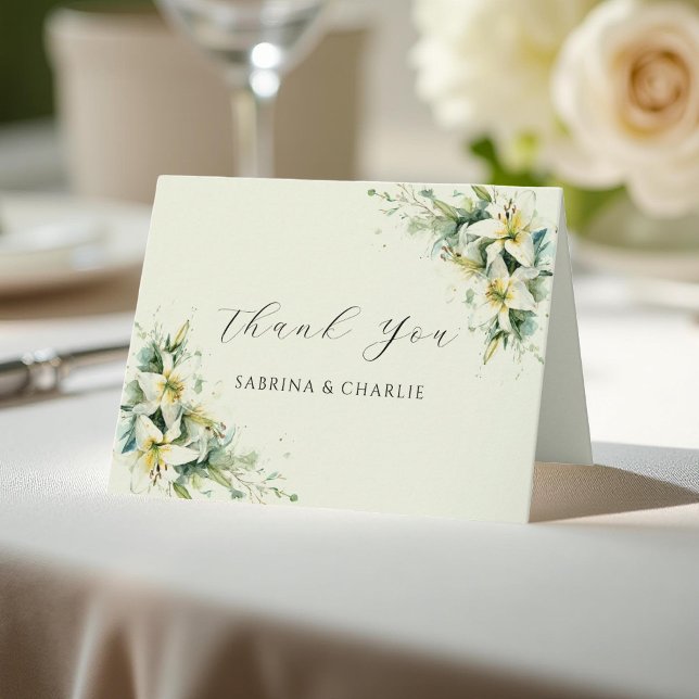 Sage Green Lily Valley Sophisticated Floral Dankeskarte (Von Creator hochgeladen)