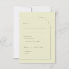 Sage Green & Linen Arch Minimalist Meal Choice RSVP Karte