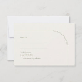 Sage Green & Linen Arch Minimalist Meal Choice RSVP Karte