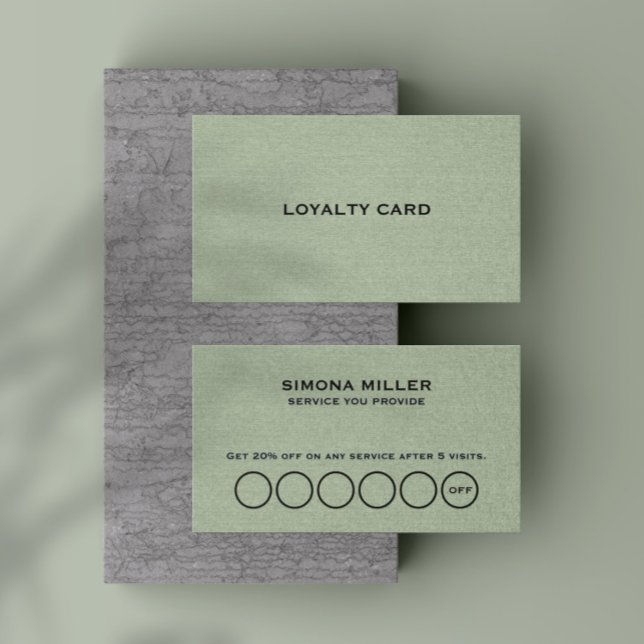 Sage Green Linen Texture Loyalty Card Visitenkarte (Von Creator hochgeladen)