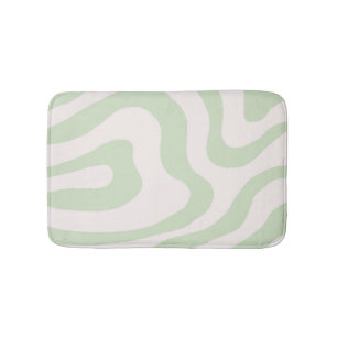 Sage Green Liquid Swirl Groovy Streifen Y2K Muster Badematte