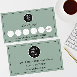 Sage Green Logo Modern Business Rewards Punch Treuekarte