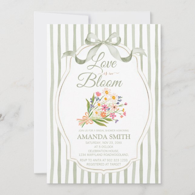 Sage Green Love Is in Bloom Bridal Shower  Einladung (Vorderseite)
